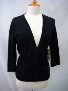 Jones New York Black Button Front Cardigan Size Medium NWT  