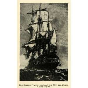  1911 Print British Warship Lutine Sank Dutch Coast 1799 