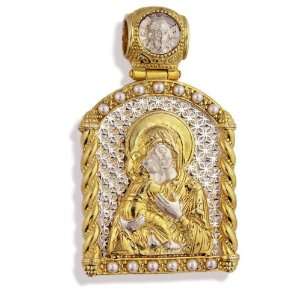   Gold Gilding Pearl Pearls Hand Engraved Christ Jesus Necklace Pendant