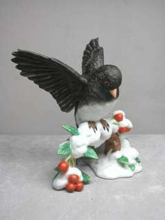 Up for auction is a Dark eyed Junco Fine Porcelain Bird Figurine made 