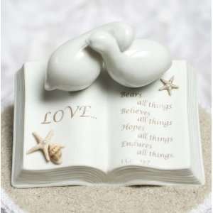Love Verse Bible with Doves and Starfish Beach Accents Wedding Cake 