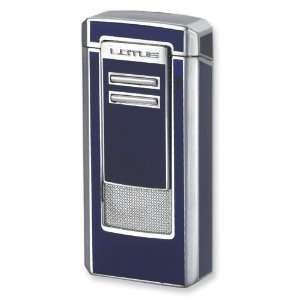  Lotus Triple Torch Flame Navy and Polished Chrome Lighter 