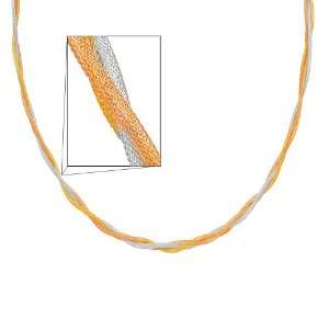 14K 3 Tri color Gold 7mm Meshed Omega Necklace with Lobster Claw Clasp 