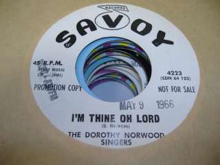 Black Gospel Soul 45 THE DOROTHY NORWOOD SINGERS Im Thine Oh Lord on 
