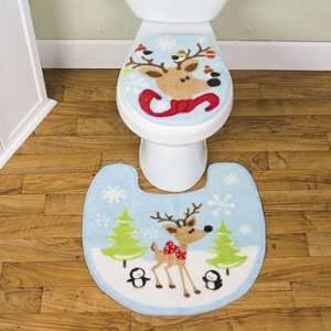  Reindeer Toilet Lid Cover & Rug   Party Decorations & Room 
