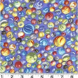  45 Wide Toybox Marbles Blue Fabric By The Yard Arts 