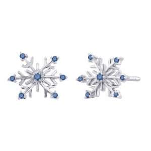   Gold 0.12 ct. Blue Diamond Snow Flake Earrings Katarina Jewelry