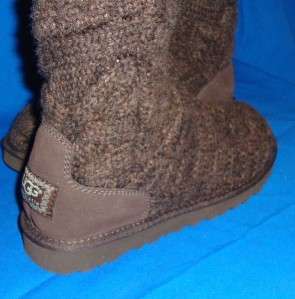 Ugg Womens OVER THE KNEE TWISTED CABLE BOOTS. CHOCOLATE COLOR. SIZE 7 