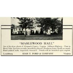  1931 Ad Marlewood Hall Kiah T Ford Co Lynchburg Virginia 