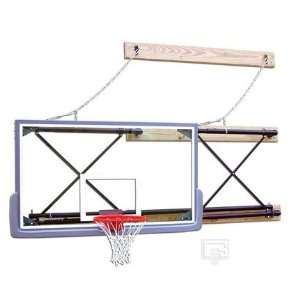Side Fold Wall Mount Basketball System with 42 x 72 Glass Backboard 