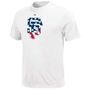 Majestic San Francisco Giants White Stars & Stripes Logo T shirt 