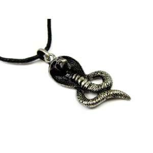 Cobra Snake Tribal Pendant on Black Adjustable Cord Necklace