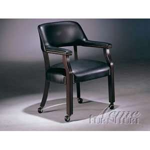   Furniture Dark Blue PU Captain Chair with Wheel 08917: Home & Kitchen