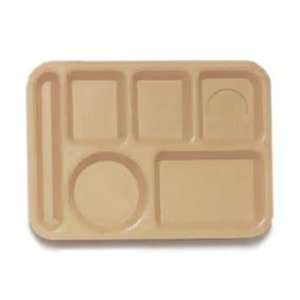  Compartment Lunch Tray, 6 Compartment, Left handed, Tan, ABS Plastic 