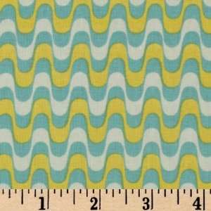  44 Wide Riley Waves Teal Fabric By The Yard: Arts 
