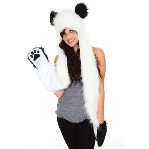   Animal Plush Faux Fur Hat with Ears and Long Mittens Toys & Games