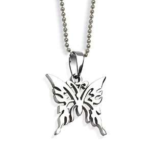   Carved Butterfly Pendant on 24 Inch Chain West Coast Jewelry Jewelry