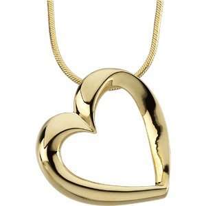  14K White Gold Heart Chain Slide Pendant Jewelry