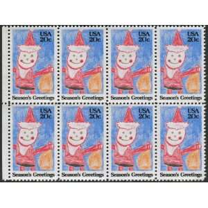   CHRISTMAS #2108 Block of 8 x 20¢ US Postage Stamps 