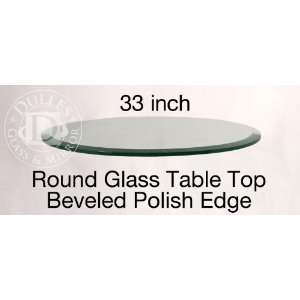  Glass Table Top: 33 Round, 1/2 Thick, 1 Beveled Edge 