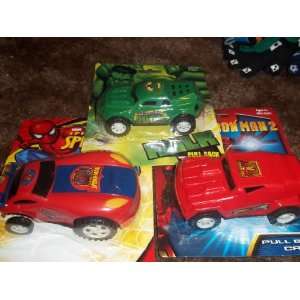  Ironman,Hulk,and Spiderman Pull Back Cars 