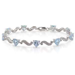  Silver Blue Topaz and Diamond Tennis Bracelet Jewelry