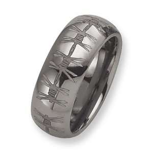   : 8mm Tungsten Ring with Barbed Wire Design/Tungsten Carbide: Jewelry