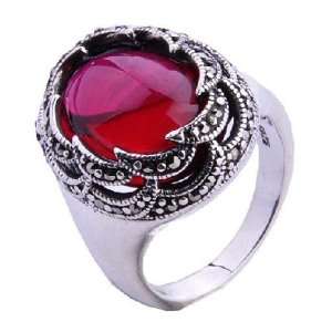   Ring for Mens Fashion Gemstone Inlaid Red Corundum Size 5 Jewelry