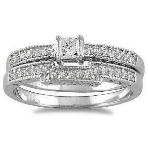  1/2 CTW Princess Diamond Bridal Set in 10K White Gold 