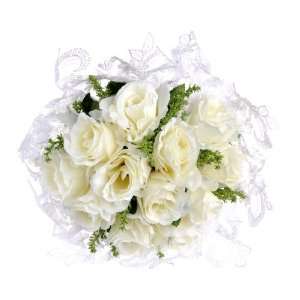   Artwedding Lace Wrapped Rose Wedding Bouquet in Ivory 