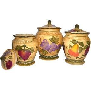  Tuscan Collection Deluxe Hand Painted 3 Piece Canister Set 