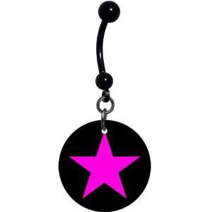  Black Pink Star Belly Ring: Jewelry