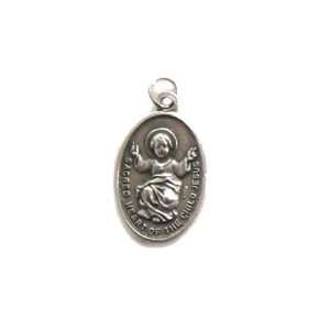 Sacred Heart of Child Jesus   Guardian Angel Two sided Oxidized Medal 
