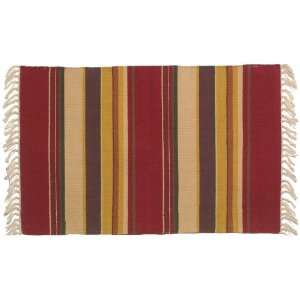  100% Cotton Flat Weave Brown and Rust Rug Striped 2 X 3 