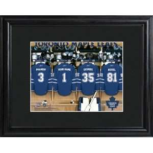 Personalized Toronto Maple Leafs NHL Locker Room Print with Wood Frame