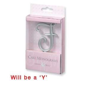  Small Silver tone Monogram Letter Y Cake Topper Jewelry