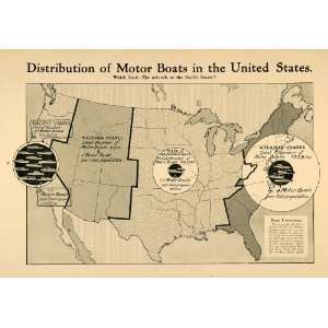  1913 Print United States Motor Boat Distribution Map 