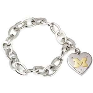   of Michigan Stainless Steel Bracelet with Heart Pendant: Jewelry