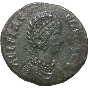 Roman Coin Empress AELIA FLACILLA Victory Angel Chi Rho