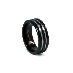  Black PVD Titanium Ring with grooving 8mm: Jewelry