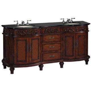   Double Sink Cabinet, BLACK GRANITE, ANTIQUE CHERRY: Home & Kitchen