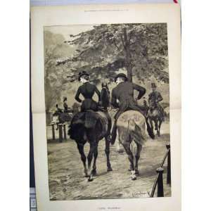  Ask Mamma Society Lady Gentleman Horseback Print 1886 