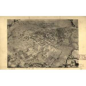   Historic Panoramic Map Santa Barbara, California 1896.