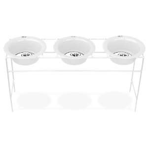  Platinum Pets White Triple Modern Diner Stand with 64oz 