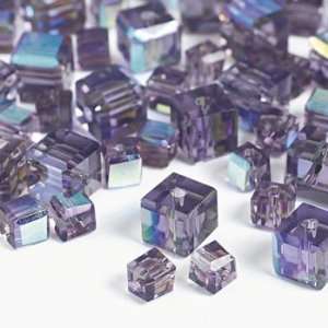  Amethyst Cube AB Cut Crystal Beads   4mm 6mm   Beading 
