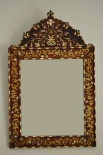 Handcrafted Moroccan Persian Mother of Pearl Inlaid Wood Mirror Frame 