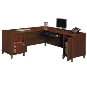   Bush Furniture Somerset 71 L Shape Wood Desk in Hansen Cherry: Office