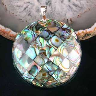 NEW Pretty Abalone Shell Bead Coin Pendant Earring 1SET  