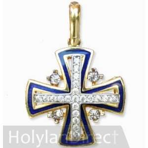   Jerusalem Cross White Diamond and Blue Enamel Arts, Crafts & Sewing