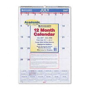  AT A GLANCE : Ruled Daily Blocks Monthly Wall Calendar, July June 